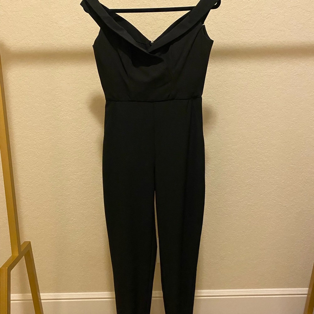 House Of CB off Shoulder Black Jumpsuit